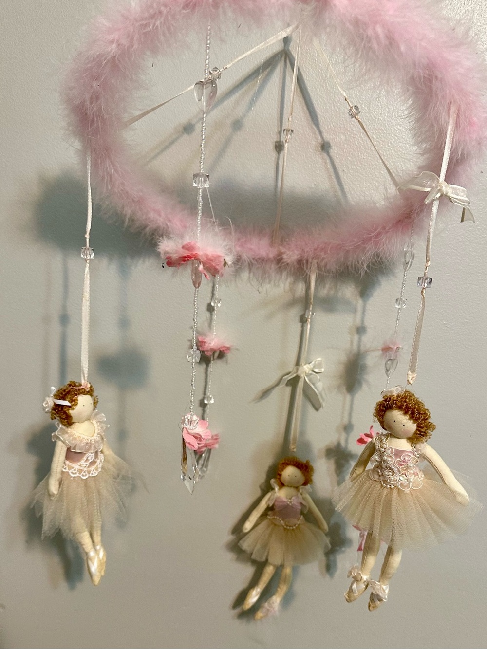 Girls Pink Ballerina Gem Bow Hanging Mobile